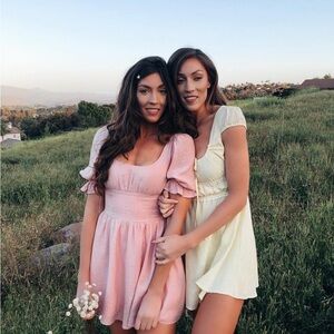 Lovers + Friends Pink and Cream Mini Dresses